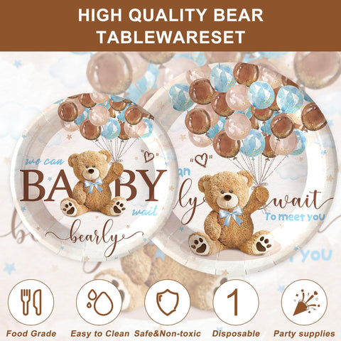 Rejoice Bunny bear baby shower dessert plates add whimsical sweetness to treats