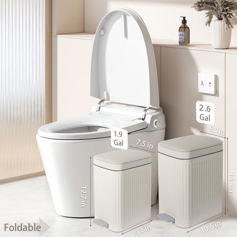 rejomiik bathroom trash can soft-close lid reduces noise and odors