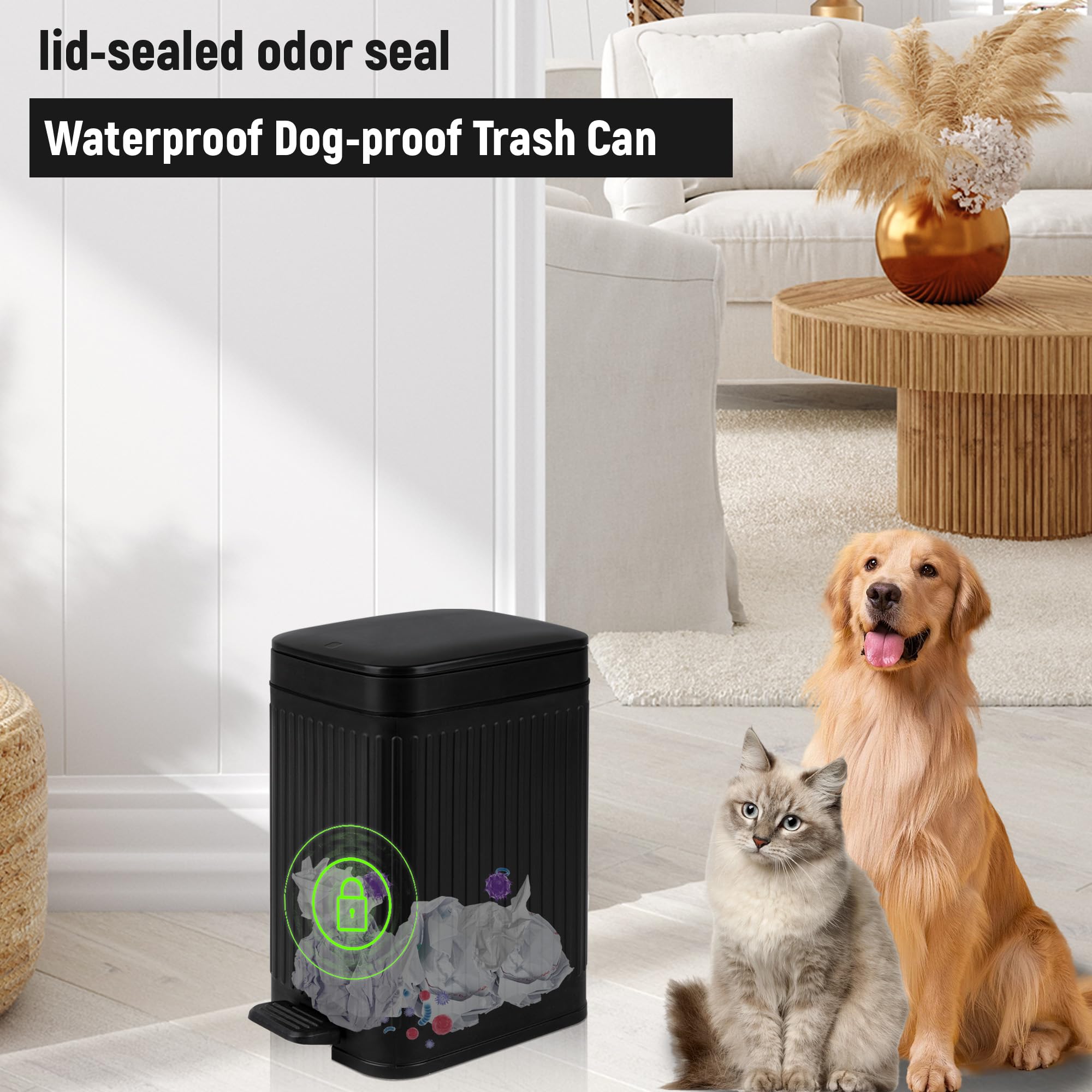 Rejomiik compact retro-design trash bin fits small rooms with style