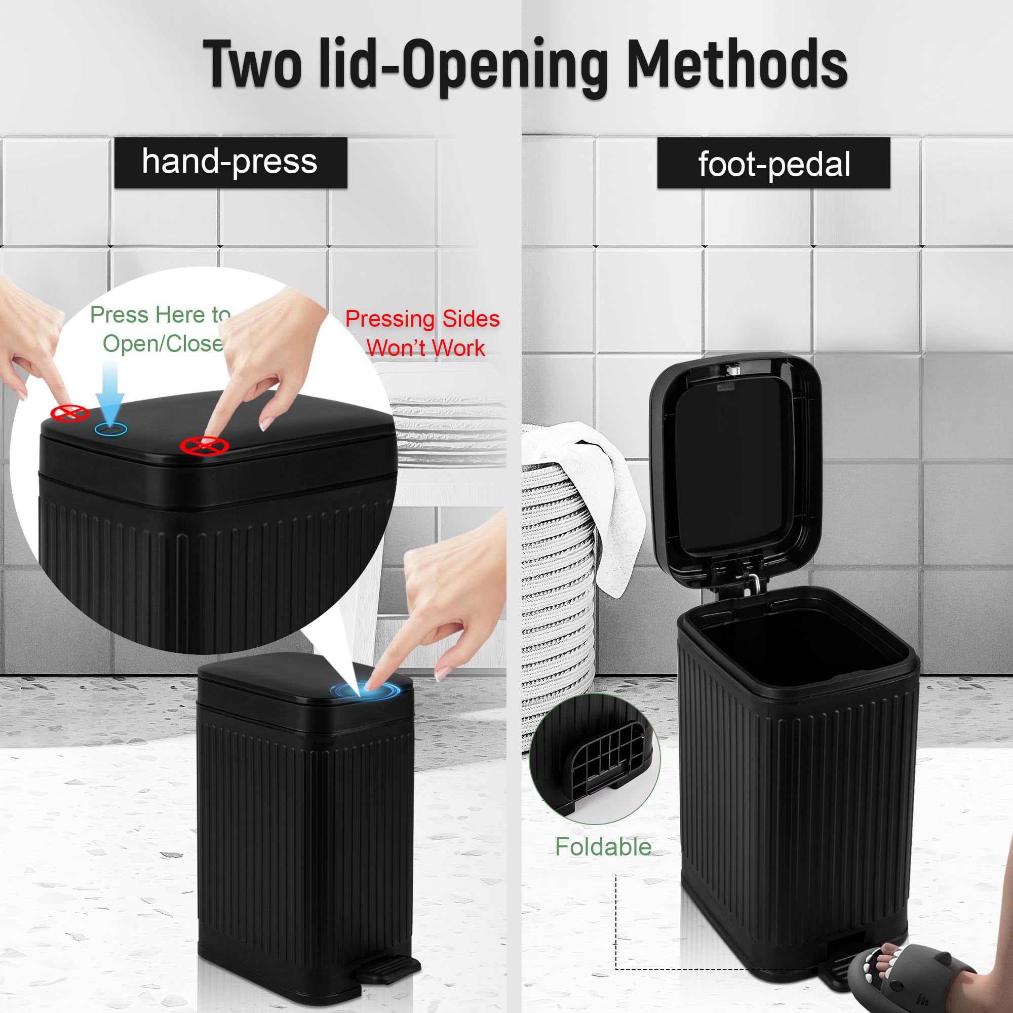Rejomiik foldable foot-pedal trash bin enables hands-free waste disposal