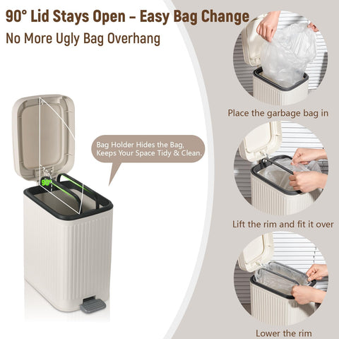 rejomiik off-white trash can complements bathrooms and small spaces