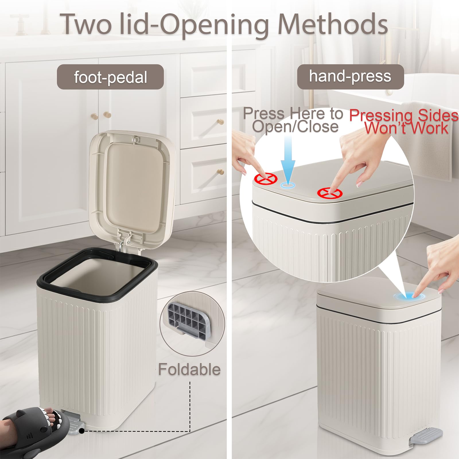 rejomiik slim trash bin fits tight spaces in bathrooms or dorms