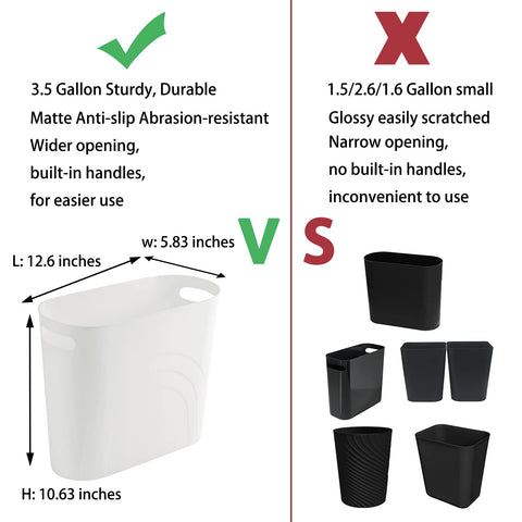 rejomiik slim white trash can suitable for bathrooms and offices