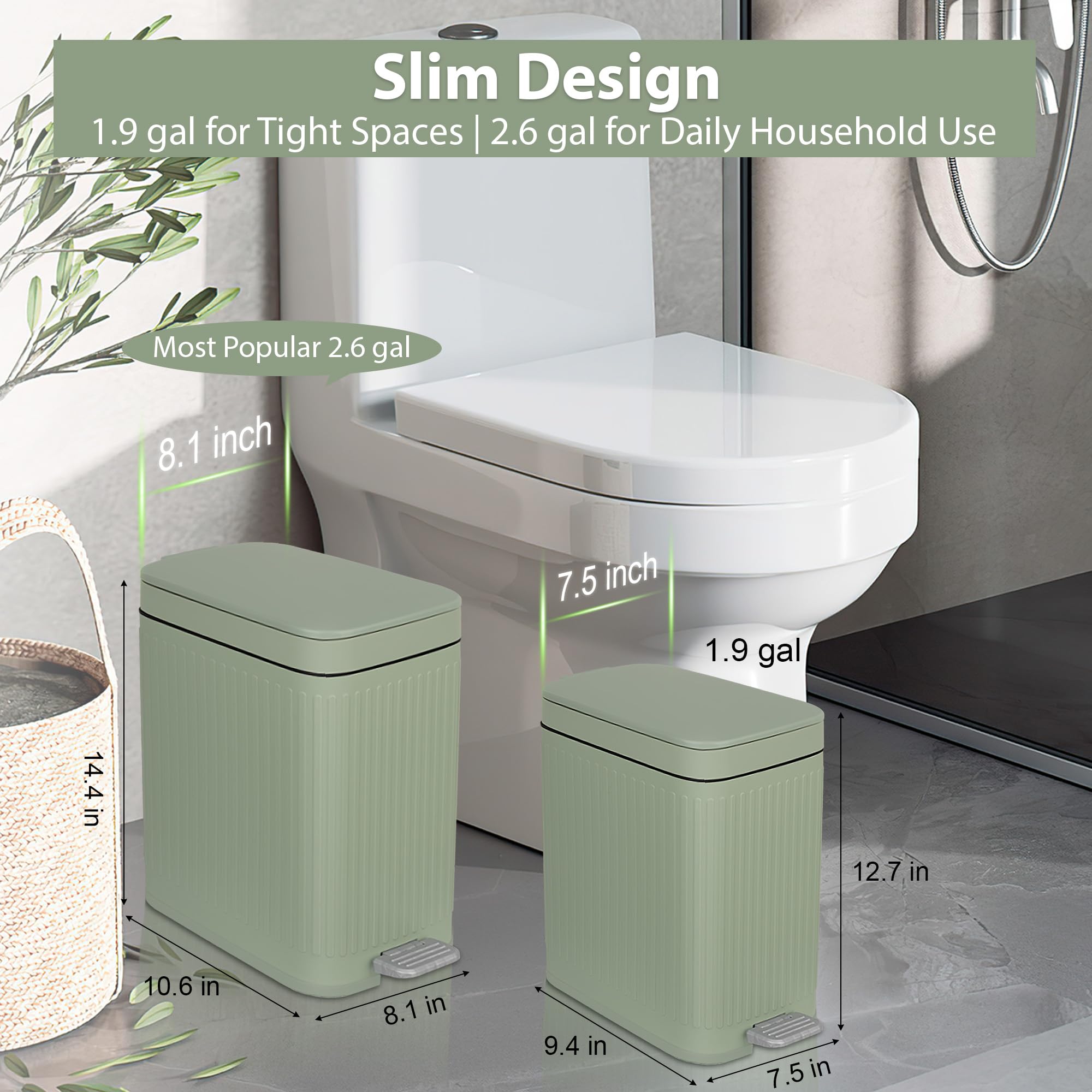 rejomiik step-pedal action trash can for hands-free disposal
