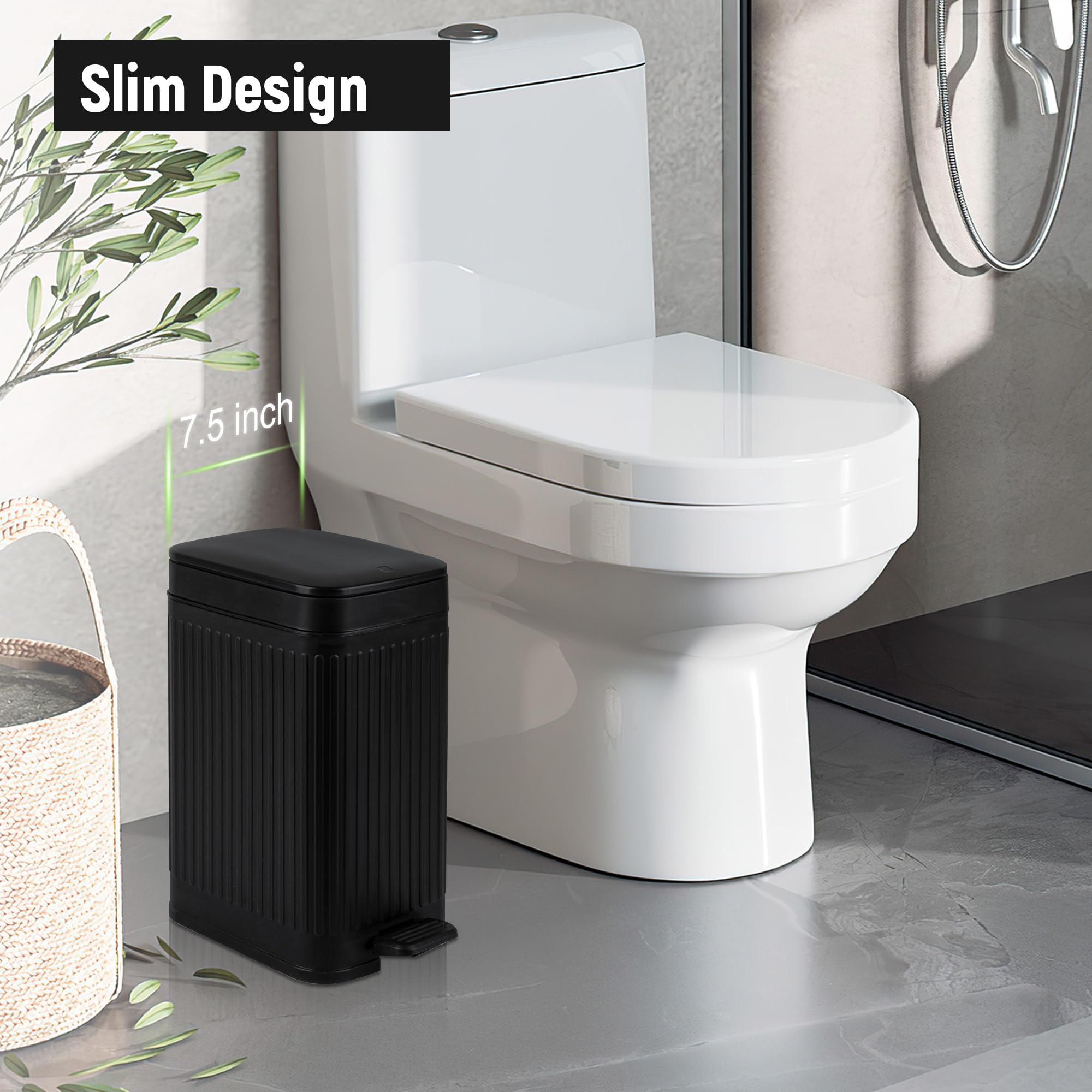 Rejomiik soft-close lid trash can reduces noise during disposal