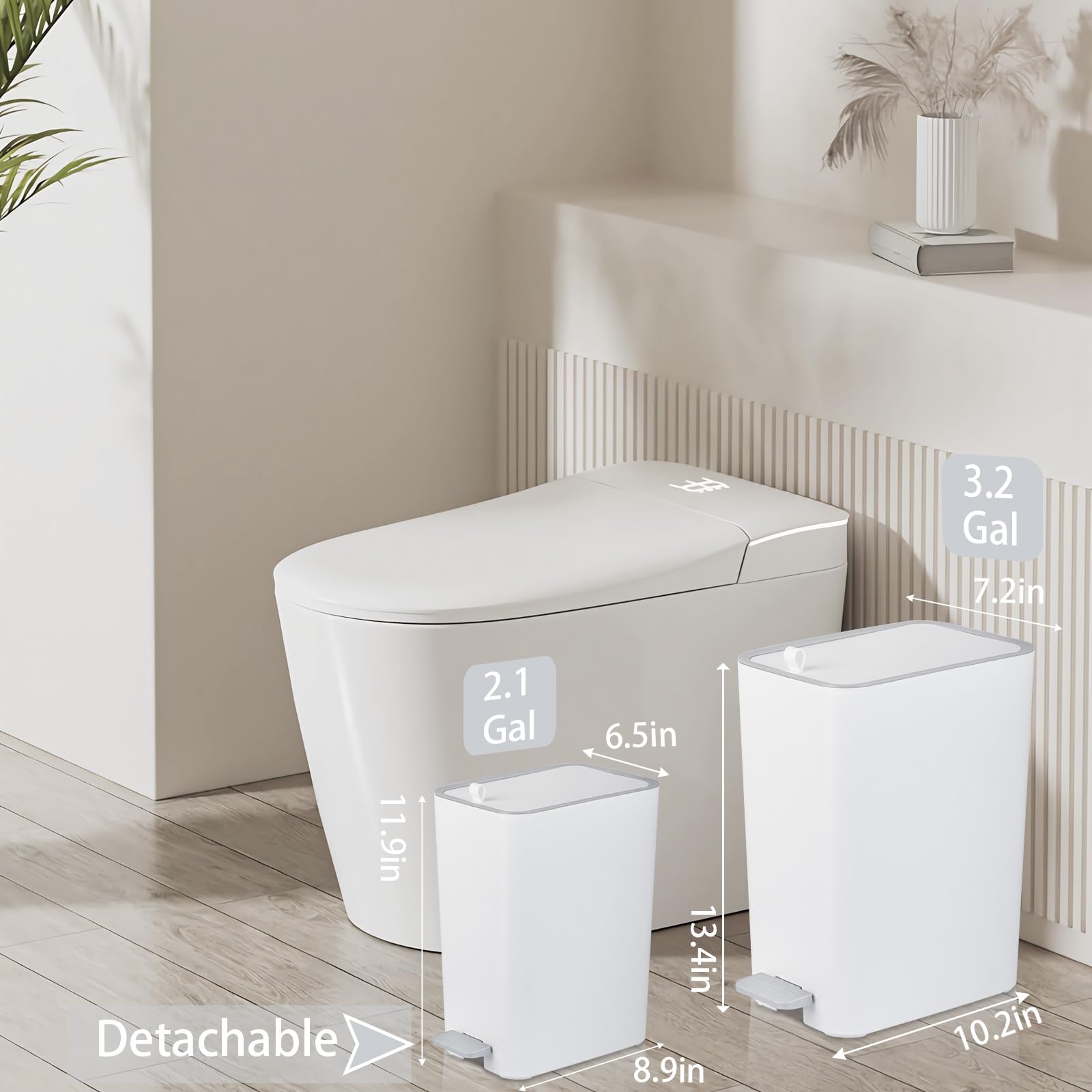 rejomiik step-pedal operation trash can, hands-free use for quick waste disposal.