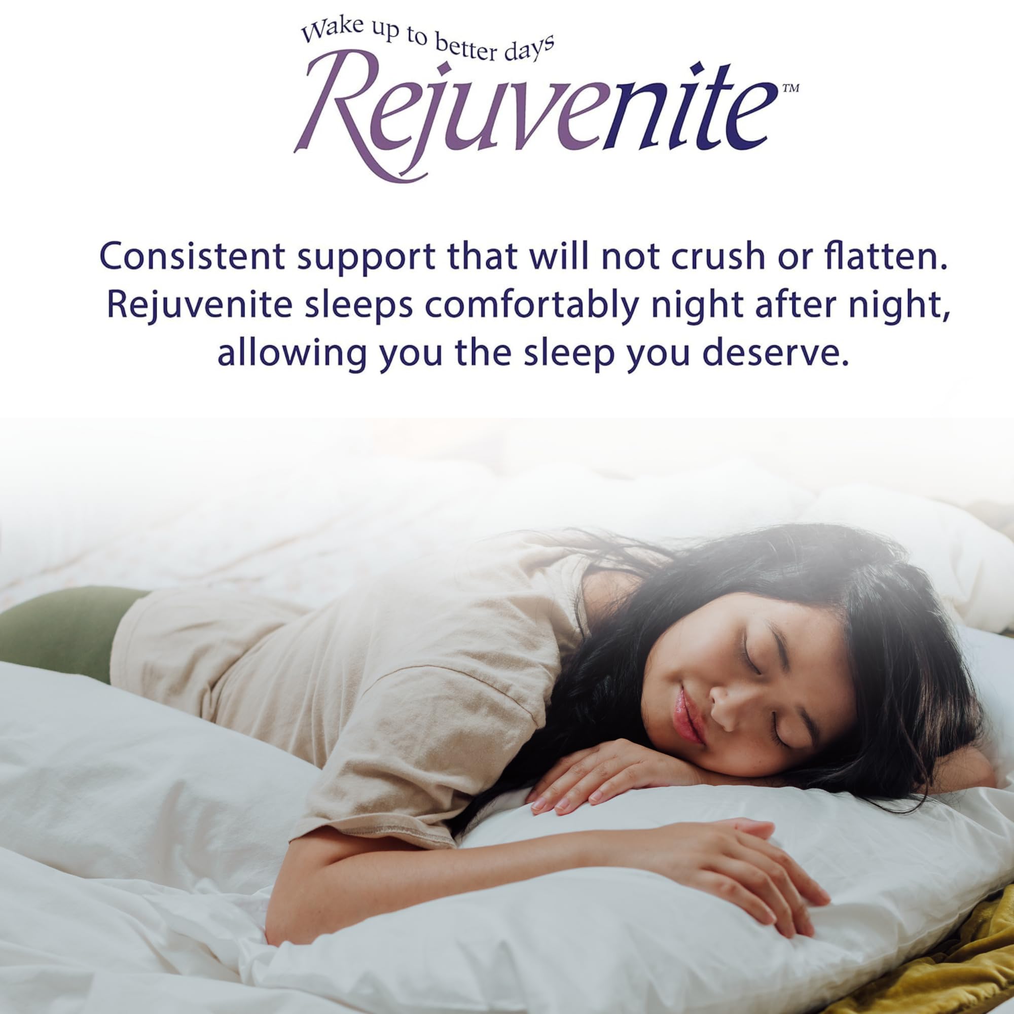 RejuveNite pillow liner detail showcases fitted liner and durable construction