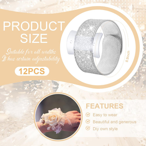 Relaxgiant slap corsage bracelet in silver, front view adds radiant shine.