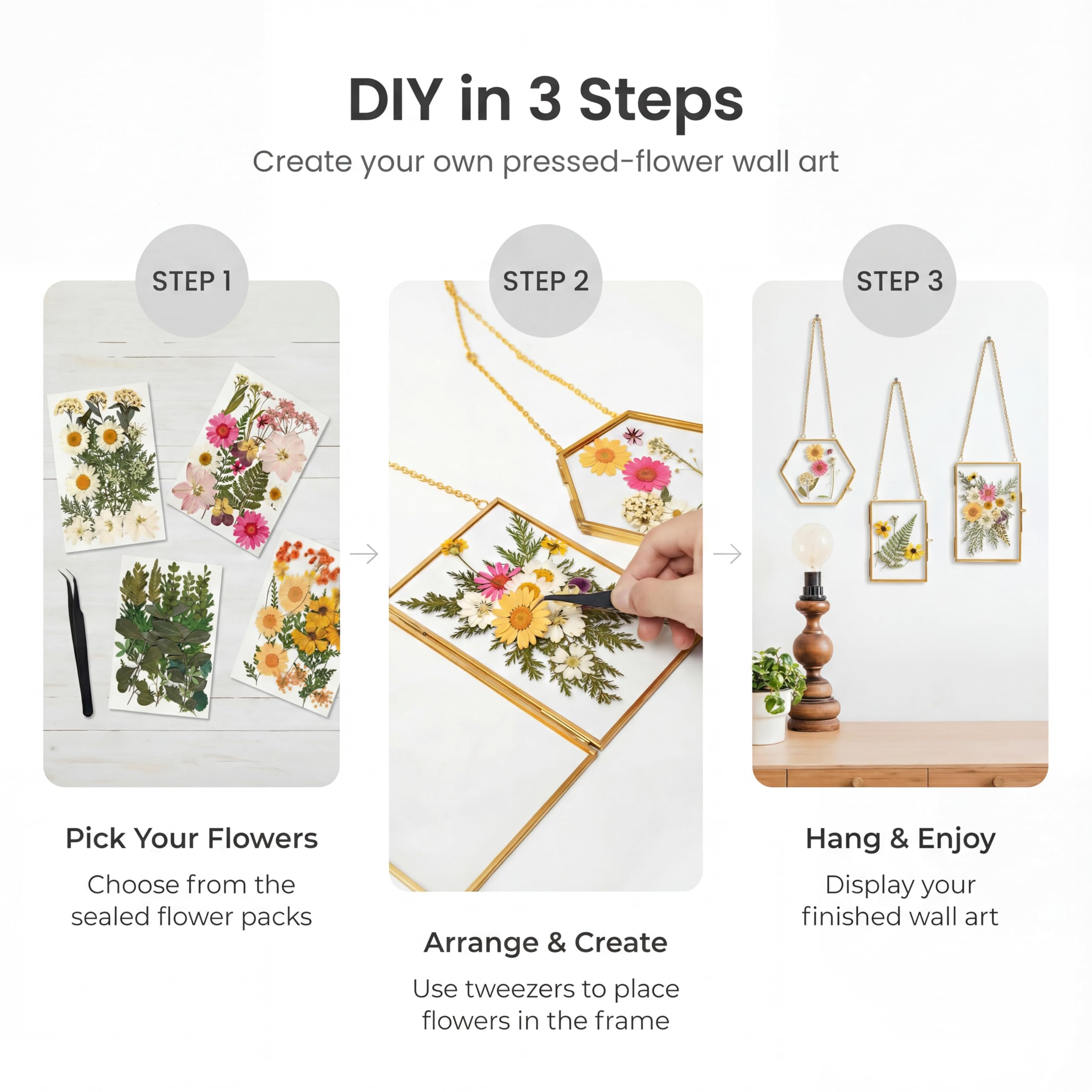 Relaxing Garden layout stickers assist in creating balanced floral designs.