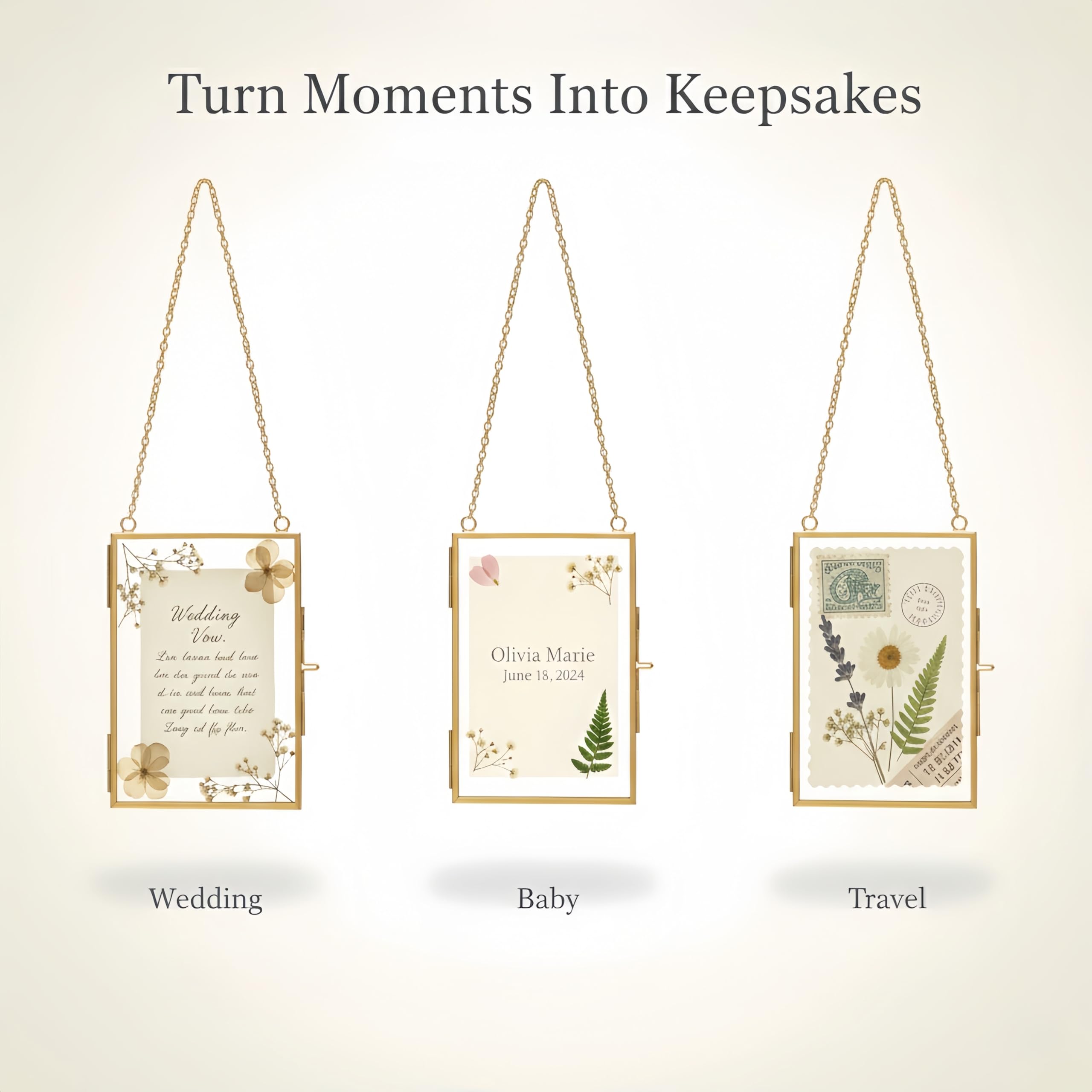 Relaxing Garden memory frame perfect for weddings and baby milestones.