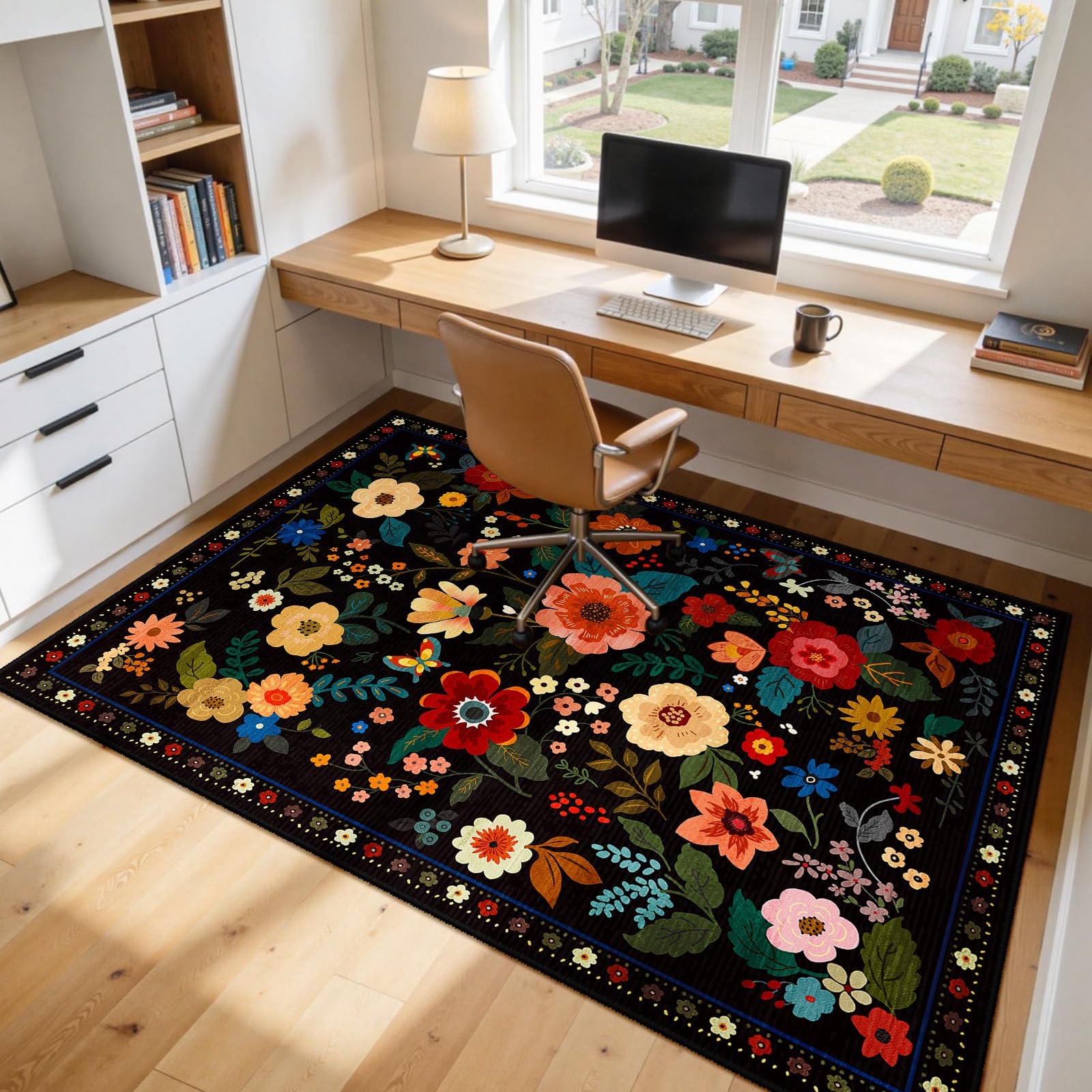 RELEANY 5x7 Floral Rug suits living rooms, bedrooms, and kids play spaces