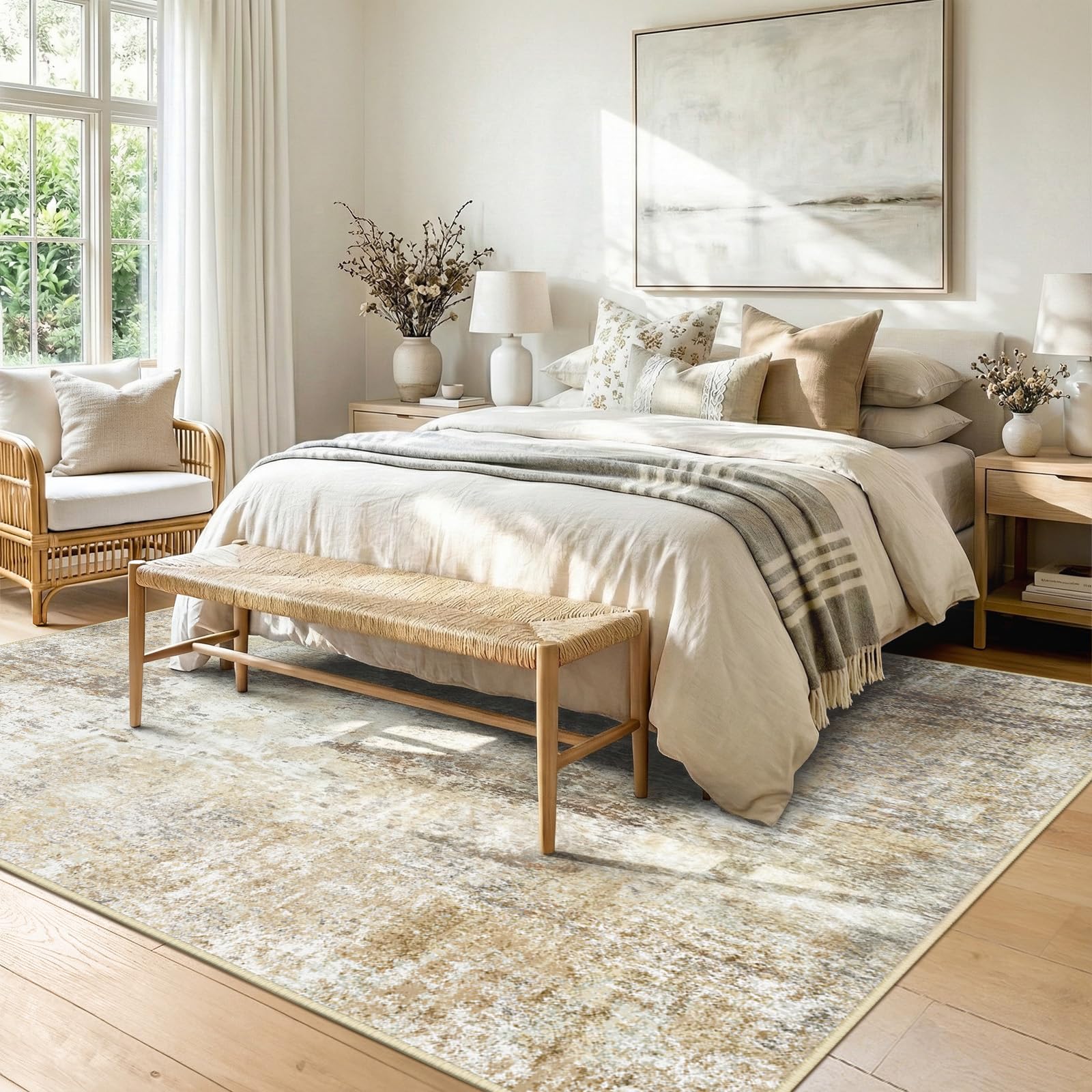 RELEANY rug features non-slip backing keeps it secure on busy entryways.
