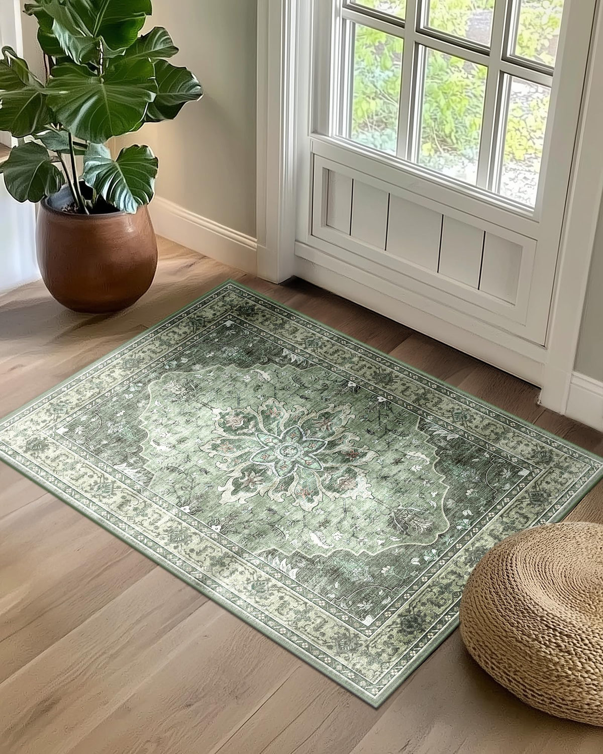RELEANY area rug front view for entryways, practical 2x3 size and appealing style.
