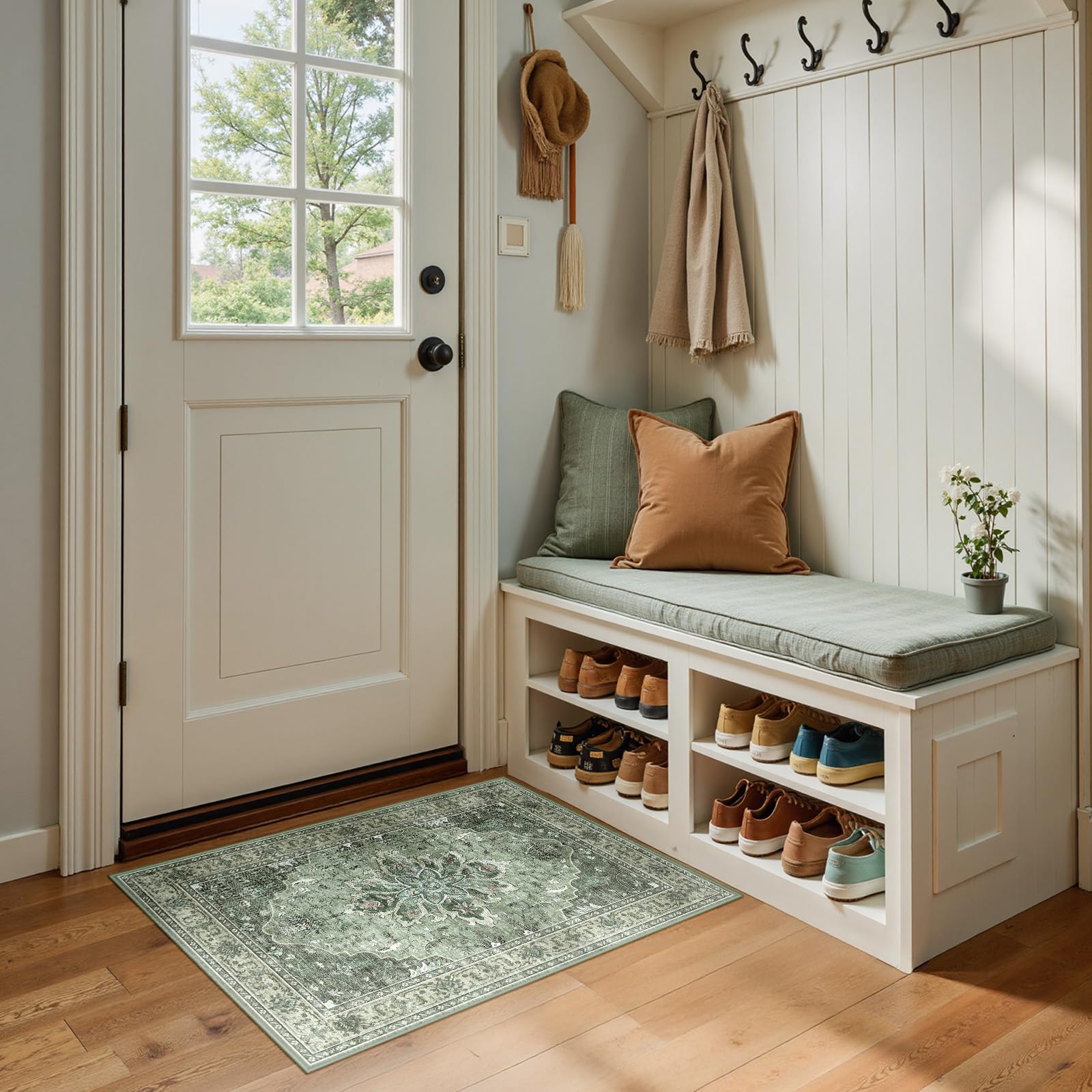 RELEANY area rug texture closeup highlights soft feel and tight weave.