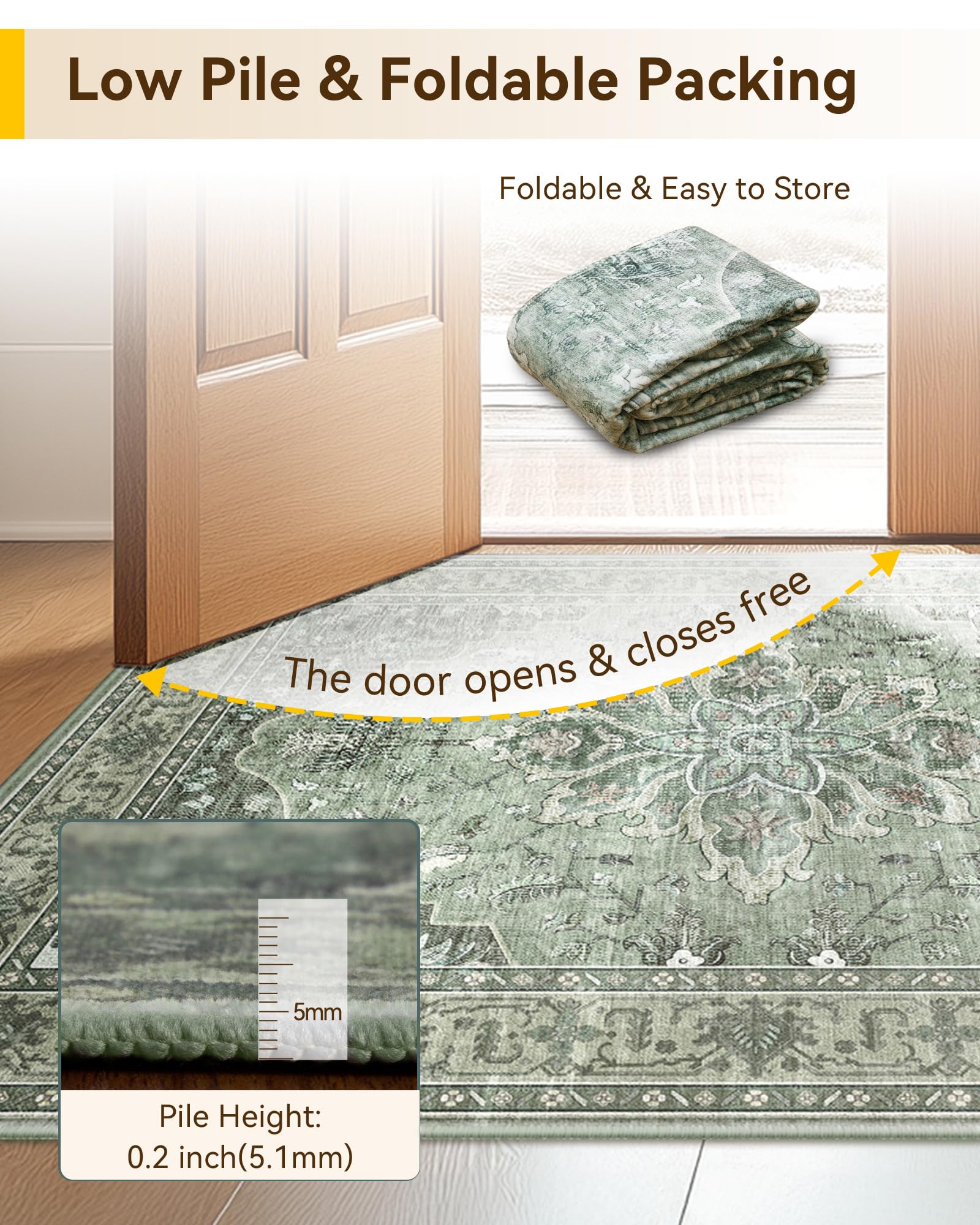 RELEANY area rug Sunflower Series pattern offers vintage charm for living spaces.