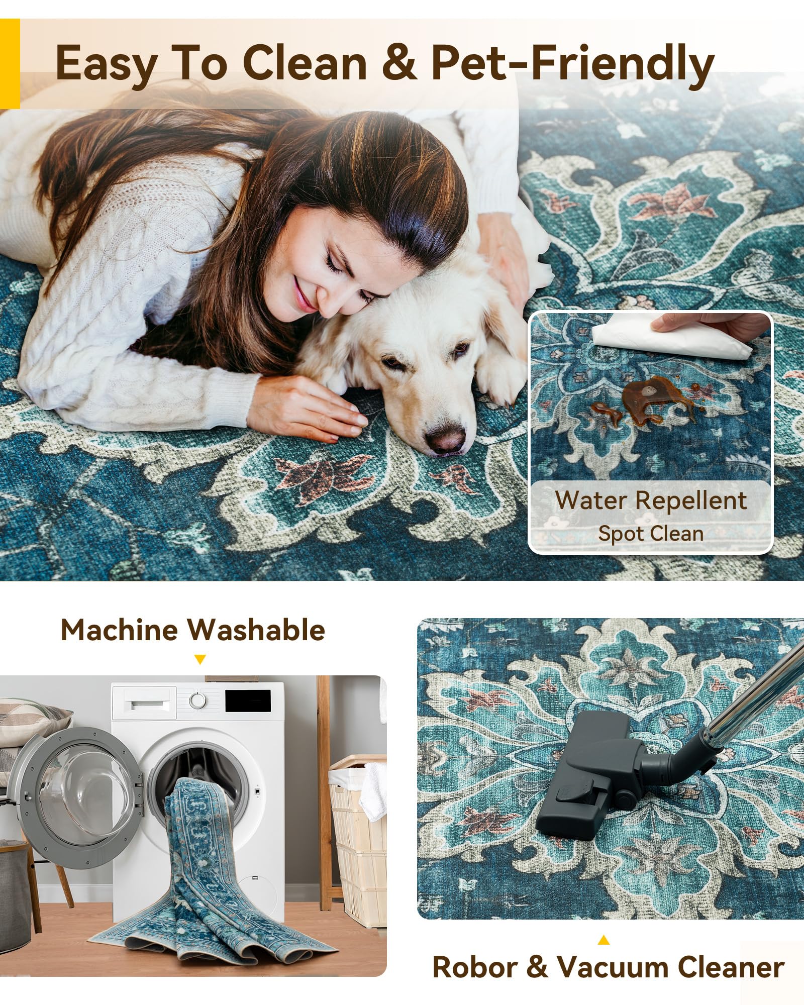 RELEANY area rug ideal for living rooms, bedrooms, and kitchens.