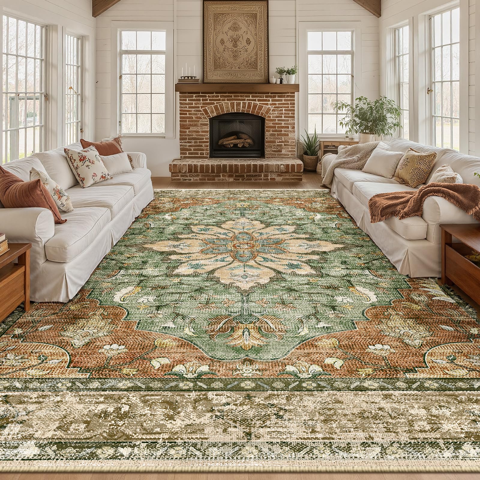 RELEANY area rug 9x12 in a living room setup showing large size and clean lines.