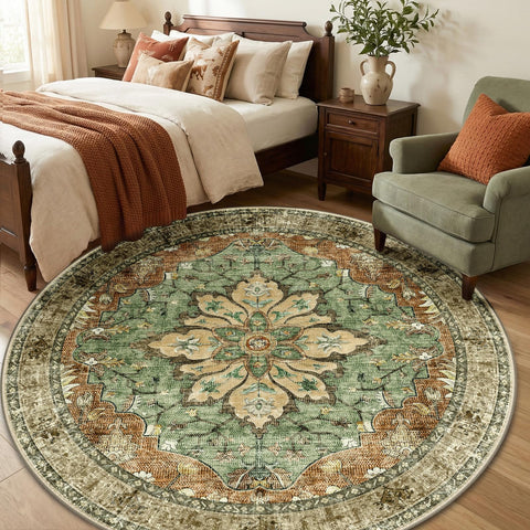 RELEANY rug features non-slip backing for secure placement on hard floors.