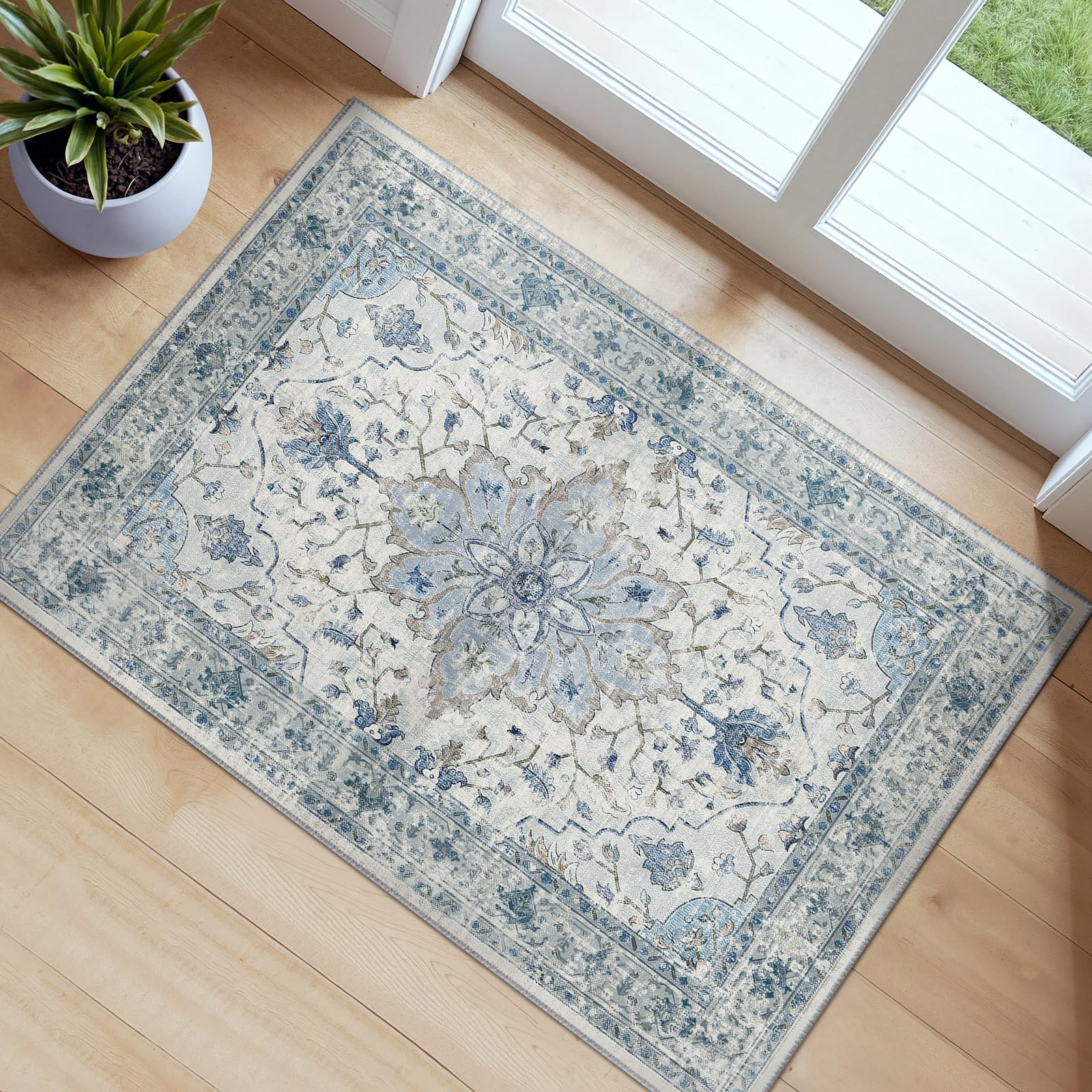 RELEANY area rug 2x3 kitchen rug with non-slip backing for safe, mess-friendly spaces.