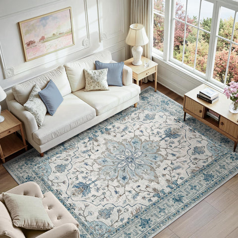 Non-slip backing keeps the RELEANY rug secure on smooth floors.