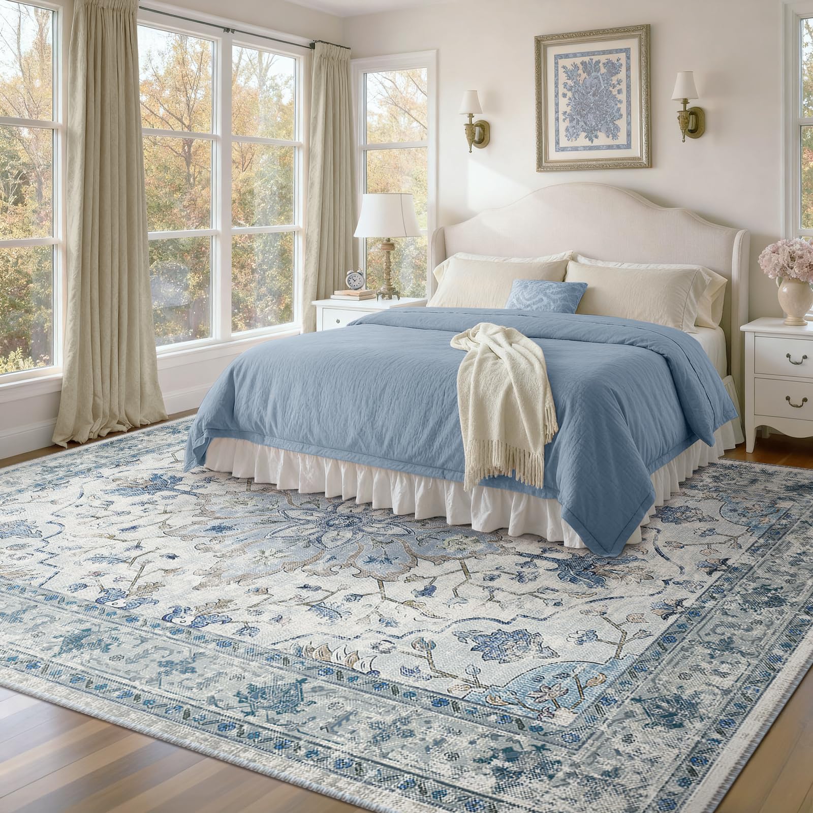 RELEANY thin-design area rug fits behind doors and under furniture