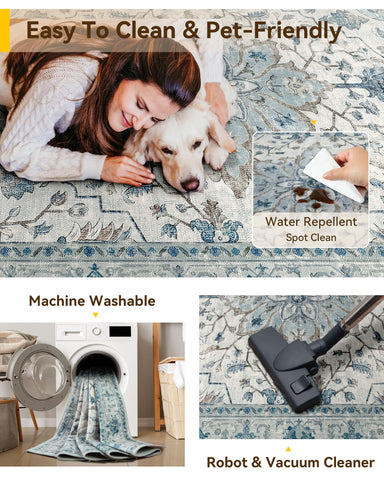RELEANY low-pile rug provides a soft, pet-friendly surface