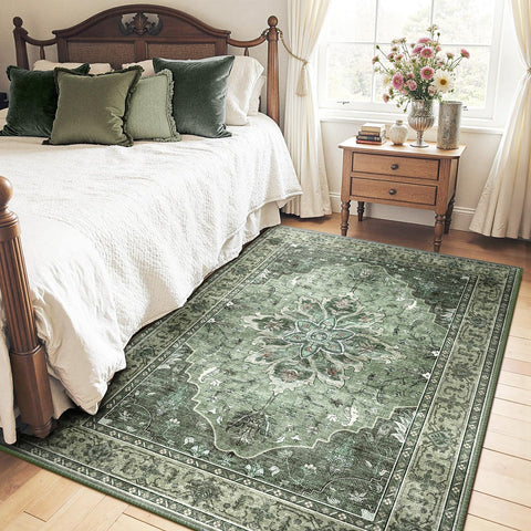 RELEANY 5x7 washable rug soft low-pile surface ideal for living rooms