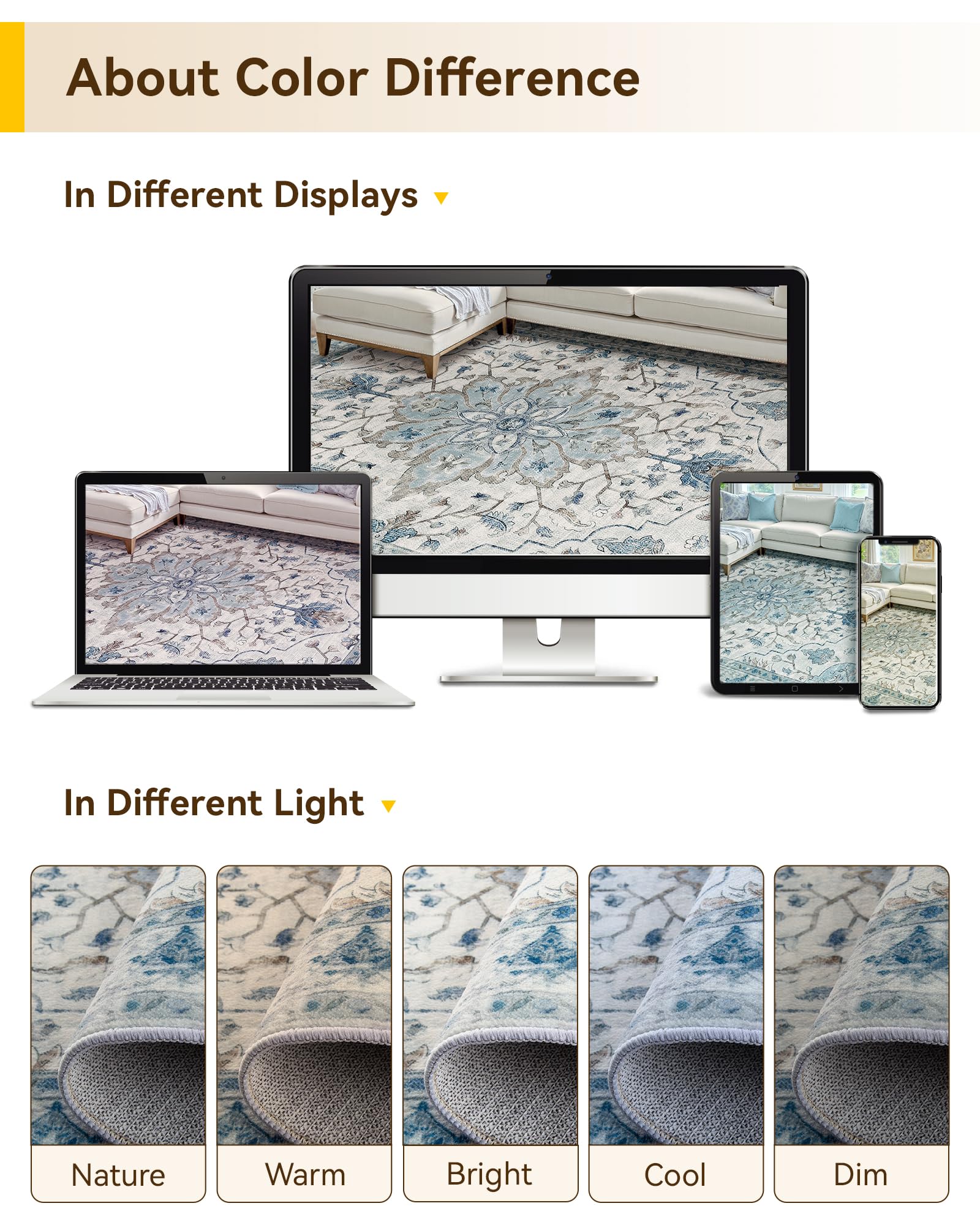 RELEANY distressed floral print rug offers classic styling with modern durability