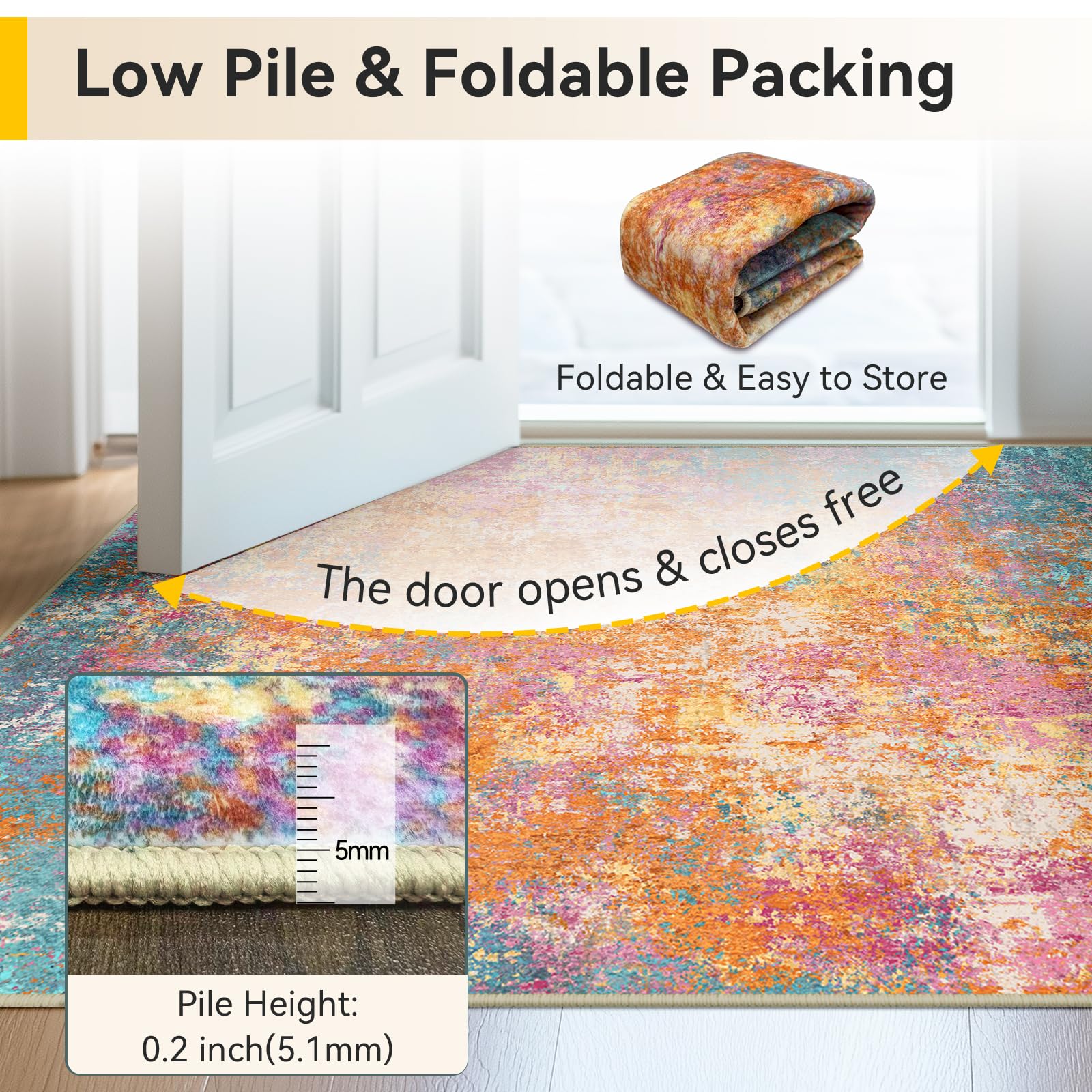 RELEANY Digital print rug features crisp modern abstract design