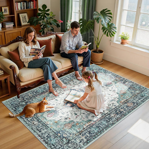RELEANY distress floral design enhances living room decor.