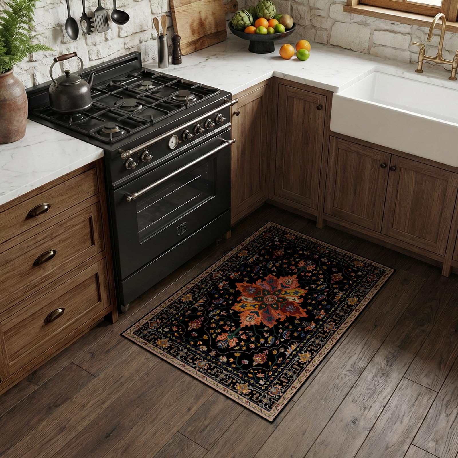 RELEANY rug showing non-slip backing to prevent shifting on smooth floors