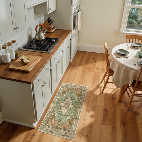 RELEANY entry rug shows washable material ideal for quick spill cleanup at doors.
