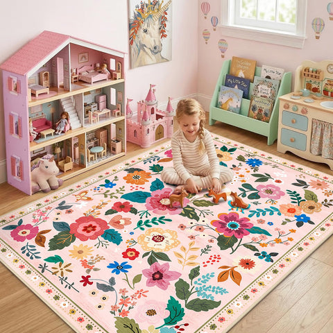 RELEANY Floral rug soft texture for comfortable underfoot feel