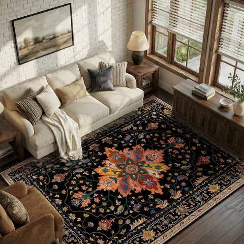 RELEANY floral medallion pattern adds vintage charm to living rooms and bedrooms