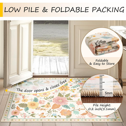 RELEANY Floral Nursery 5x7 rug is pet-friendly and water-repellent for busy homes.
