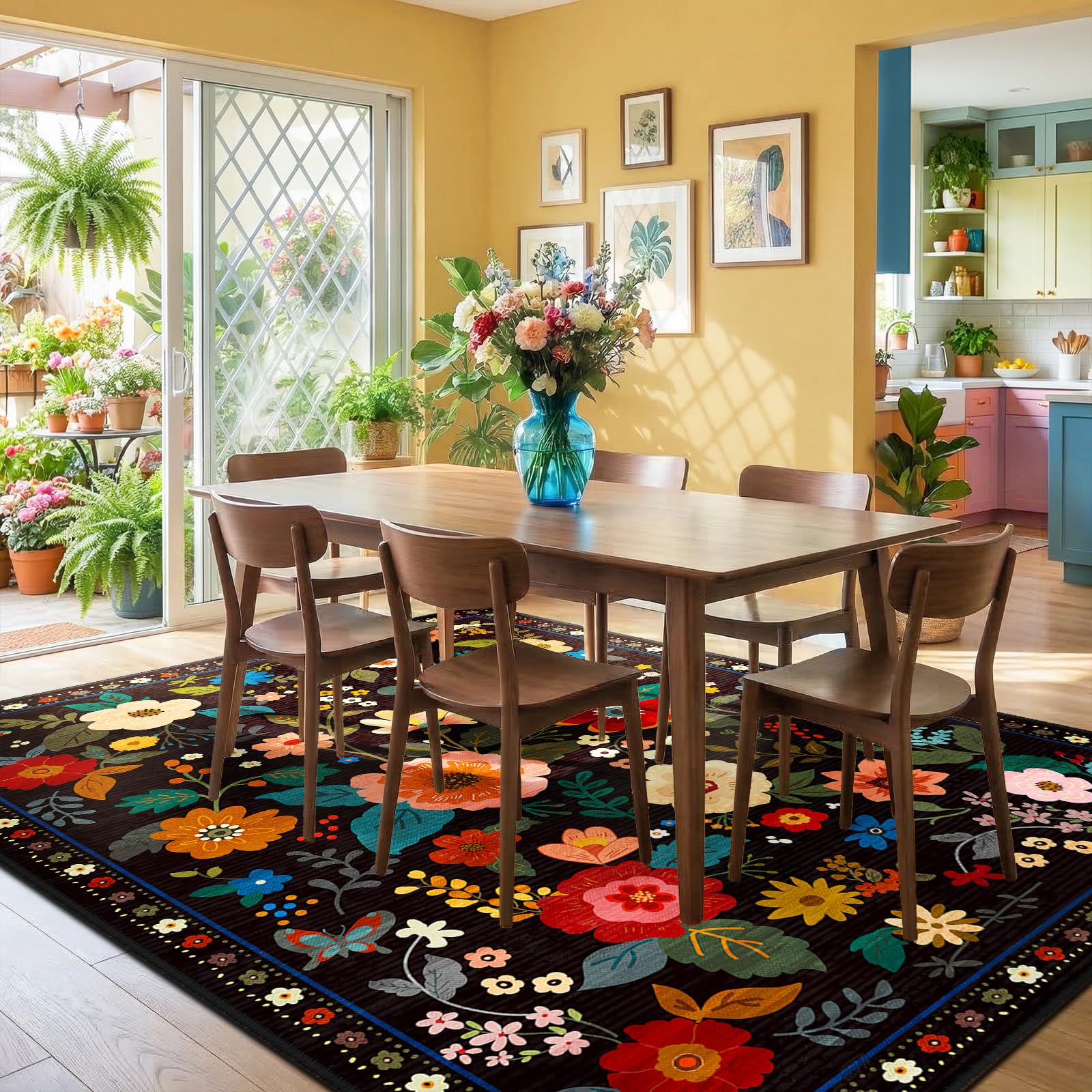 RELEANY floral pattern close-up shows vibrant colors and soft texture.
