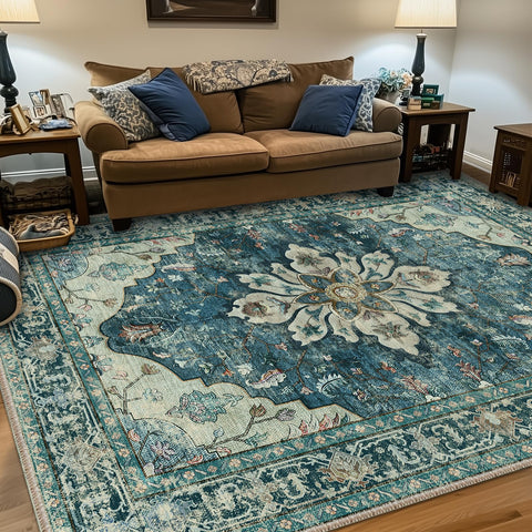 RELEANY floral vintage medallion 5x7 rug for living room decor with easy cleaning