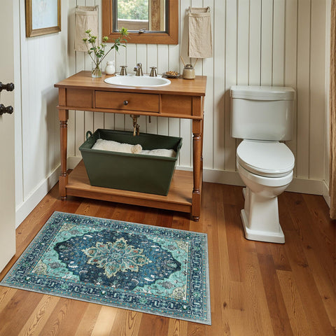 RELEANY kitchen rug with water-repellent surface for quick cleanup.