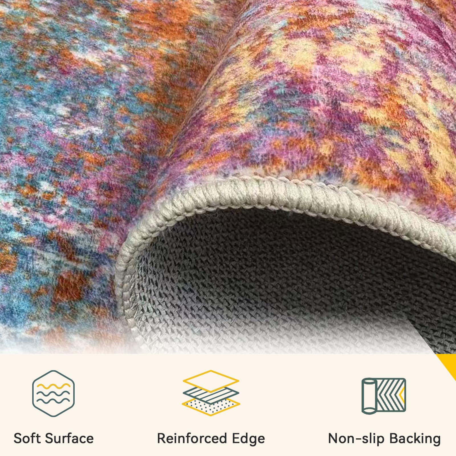 RELEANY Low-pile area rug offering comfortable underfoot with easy cleaning