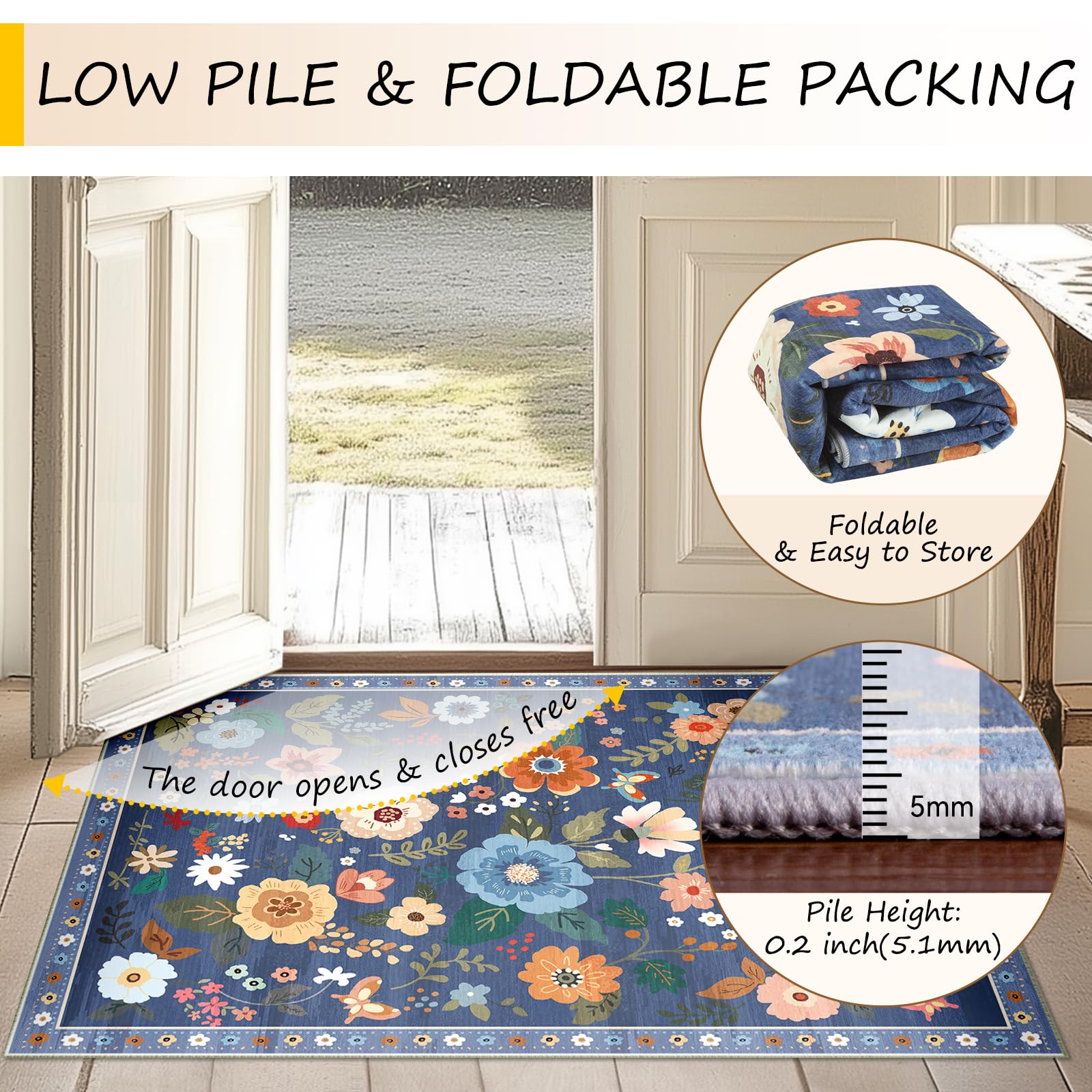 RELEANY low-pile rug keeps doors opening smoothly