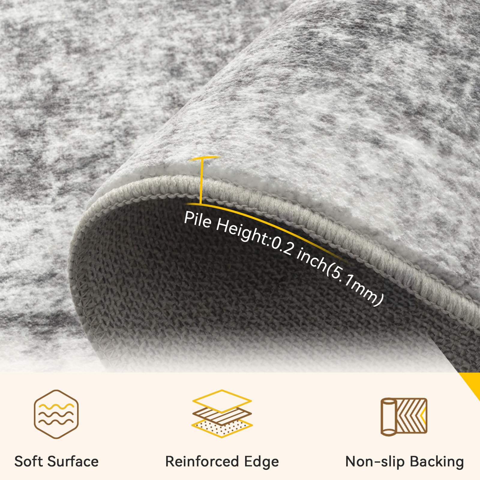 RELEANY machine-washable rug cleans easily in cold water for busy homes.