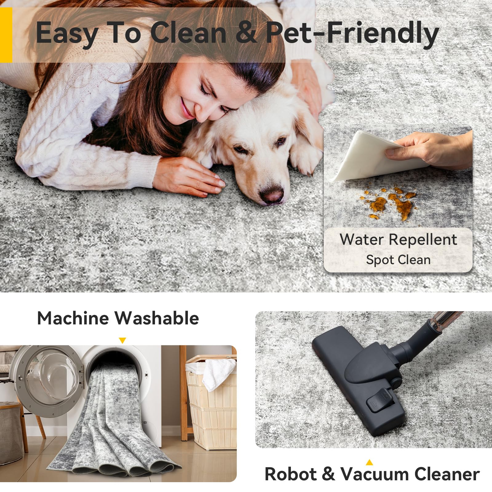 RELEANY water-repellent surface beads up spills for quick cleanup.