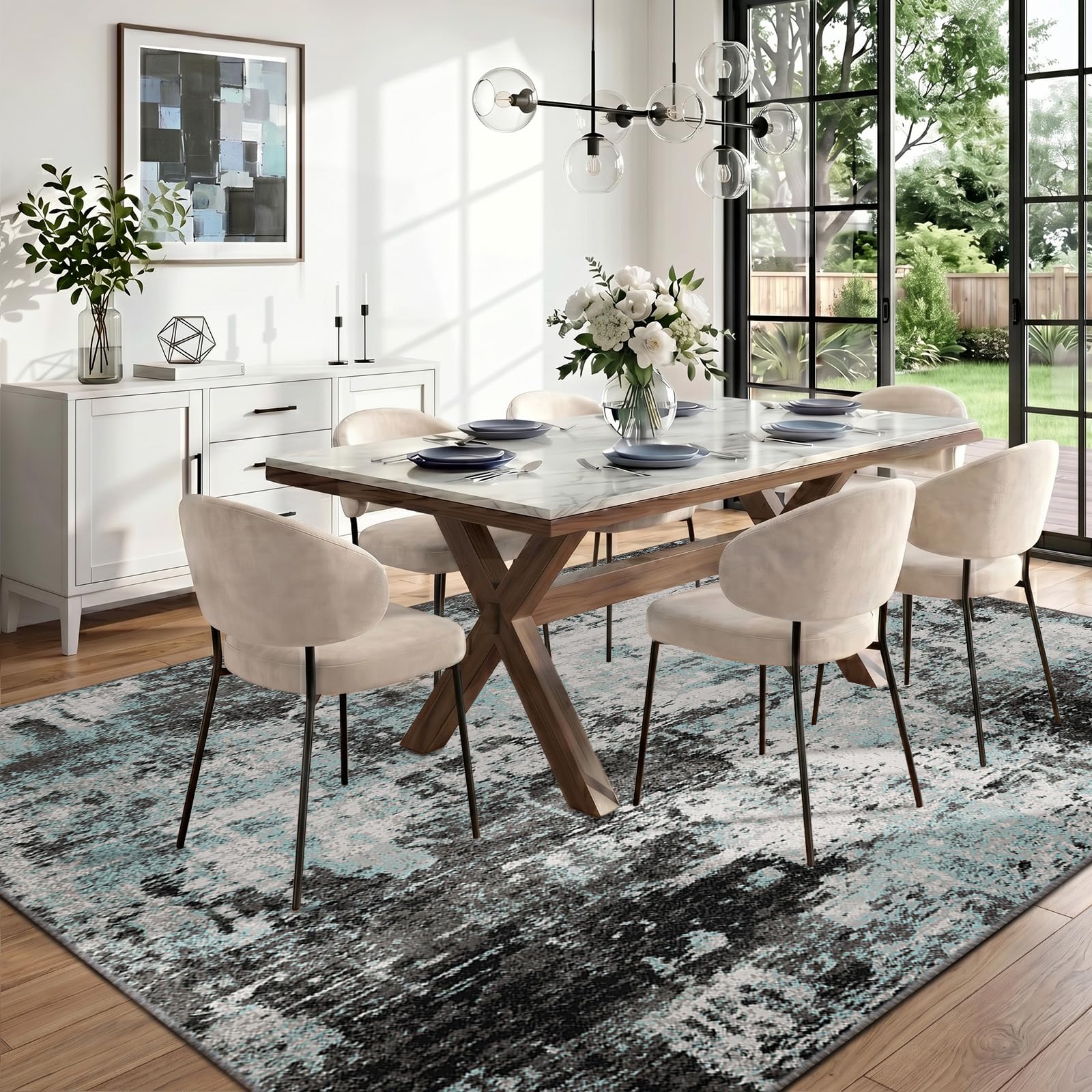 RELEANY modern abstract rug print with crisp color and texture