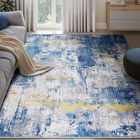 RELEANY rug with non-slip backing stays securely in place on smooth floors.
