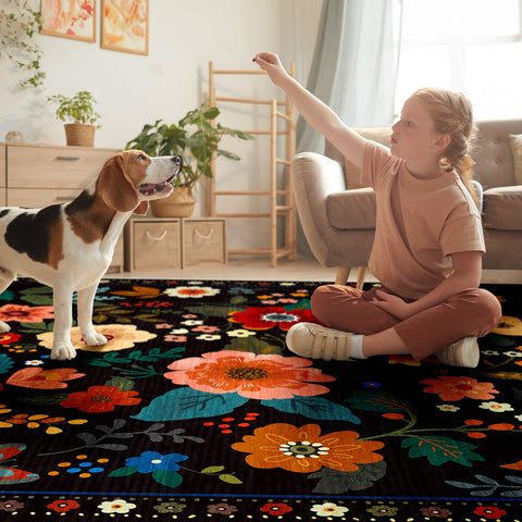 RELEANY pet-friendly rug resists stains and is easy to care for.