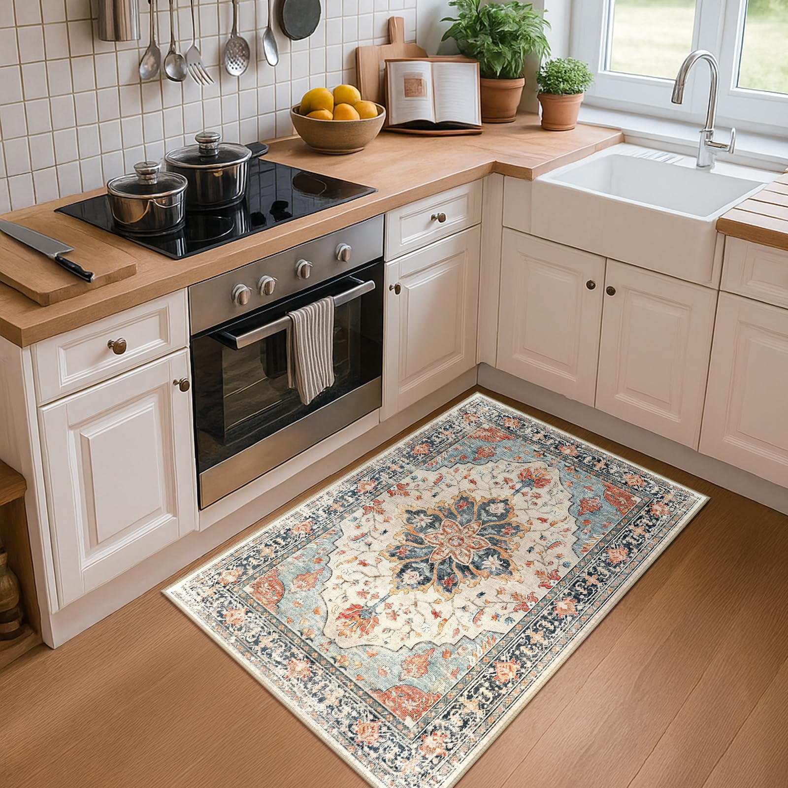 RELEANY quick-clean spill-resistant rug 2x3 for fast upkeep