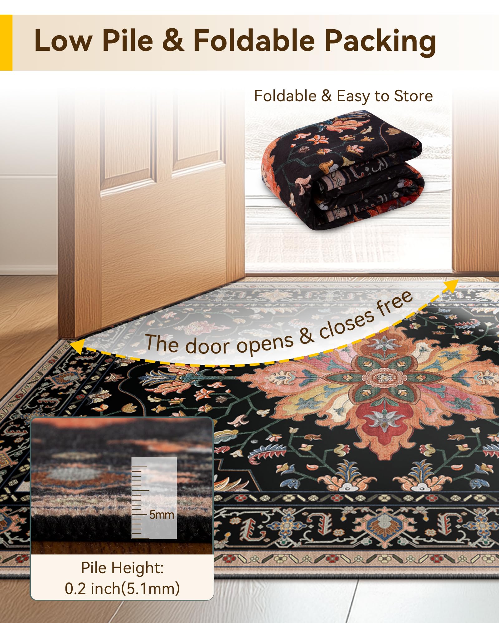 RELEANY rug is robot vacuum friendly due to low pile