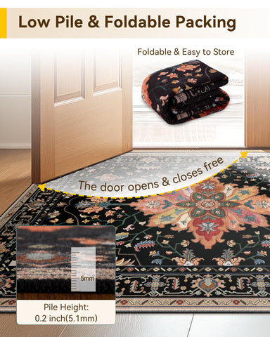 RELEANY rug is robot vacuum friendly due to low pile