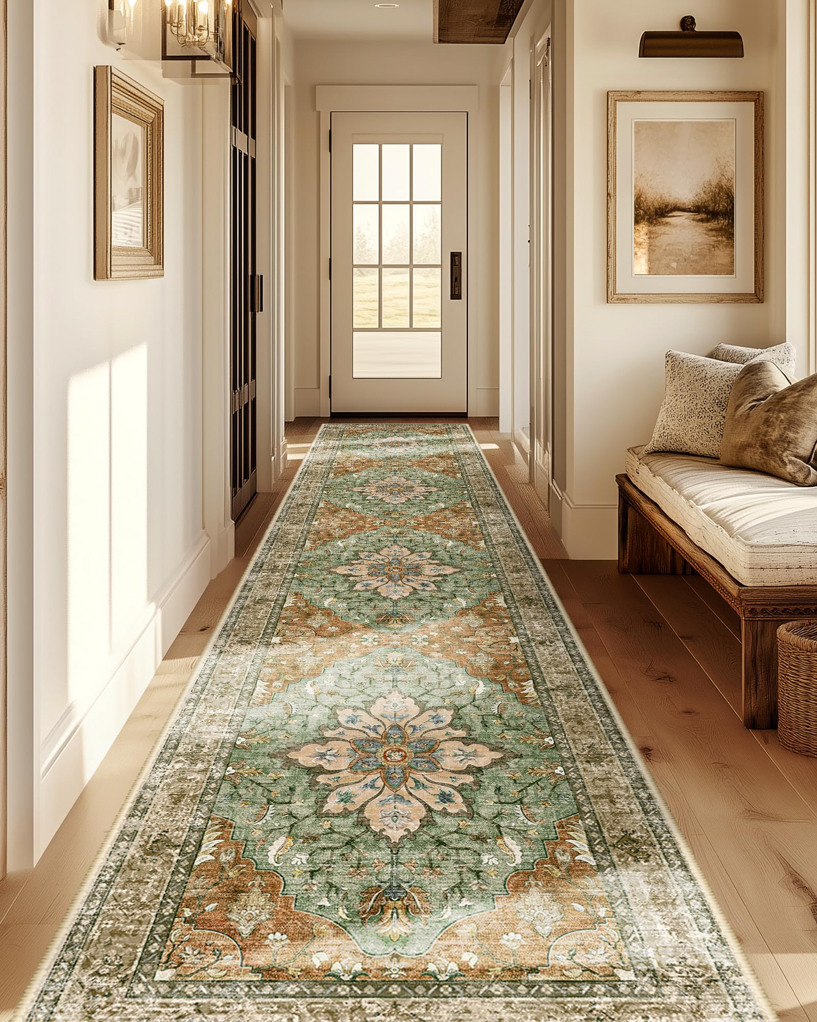 RELEANY washable runner rug simplifies cleanup after spills.