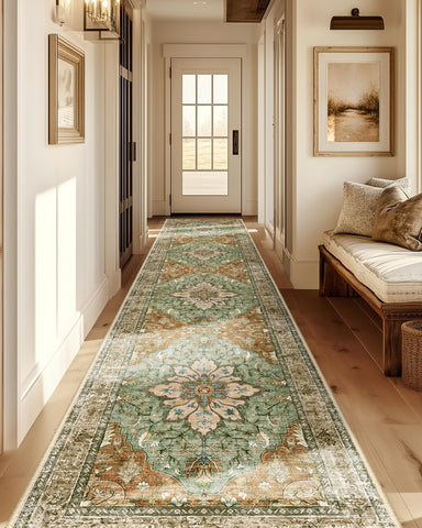 RELEANY washable runner rug simplifies cleanup after spills.